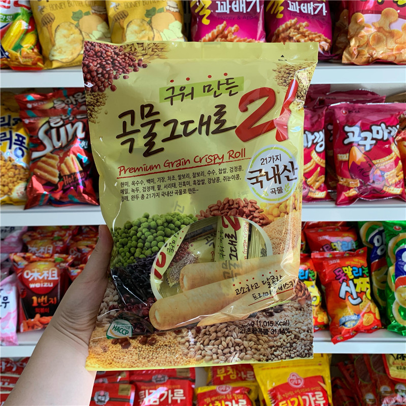 韩国进口21种营养谷物棒 非油炸奶酪芝士夹心米果能量棒儿童零食