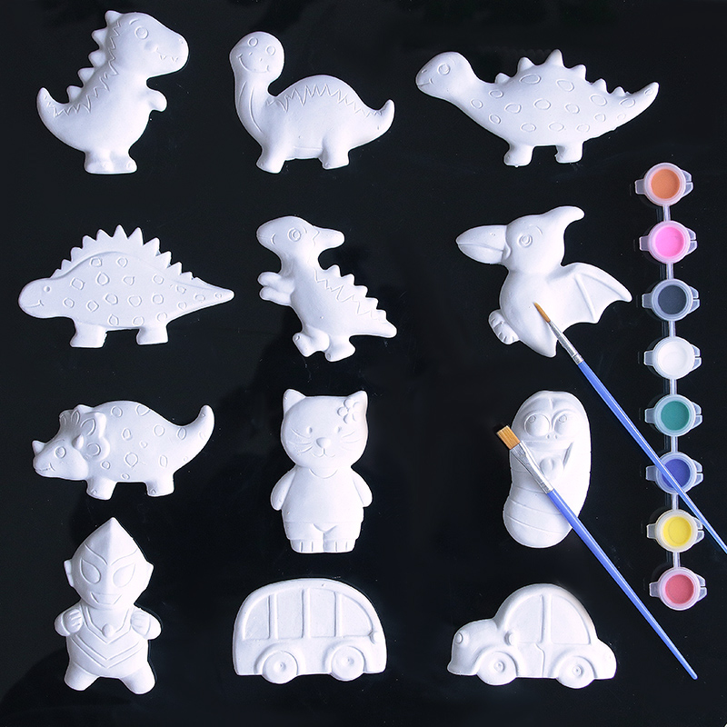 儿童手工diy益智玩具陶瓷白胚涂色石膏娃娃绘画幼儿园创意制作