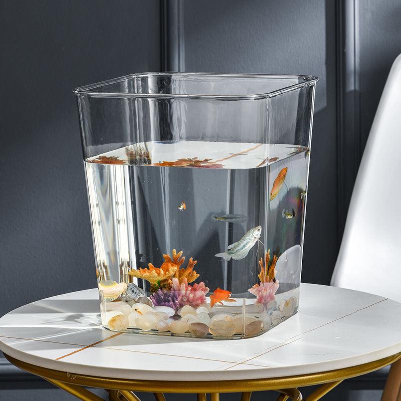 仿玻璃亚克力塑料鱼缸透明鱼缸一体成型防摔鱼缸插花水缸生态缸