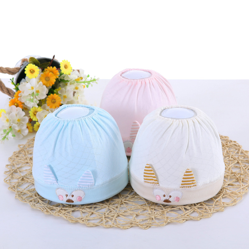 婴儿胎帽春秋夏季0-3新生儿男女宝宝凉帽透气卤门空顶帽薄款6个月