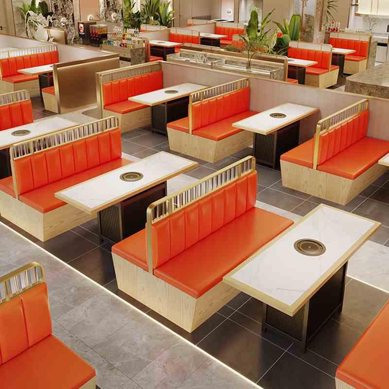 中餐厅自助餐饮店板式餐卡座饭店烤肉火锅店半圆沙发西厅桌椅组合