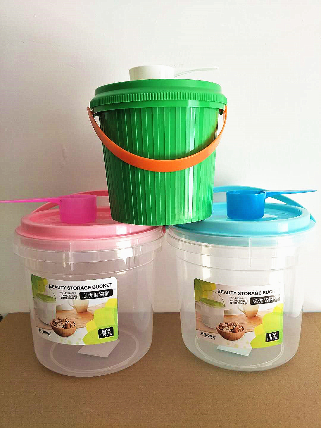 加厚透明洗衣粉桶带盖收纳储存罐食品级塑料桶儿童玩具盒子送量勺