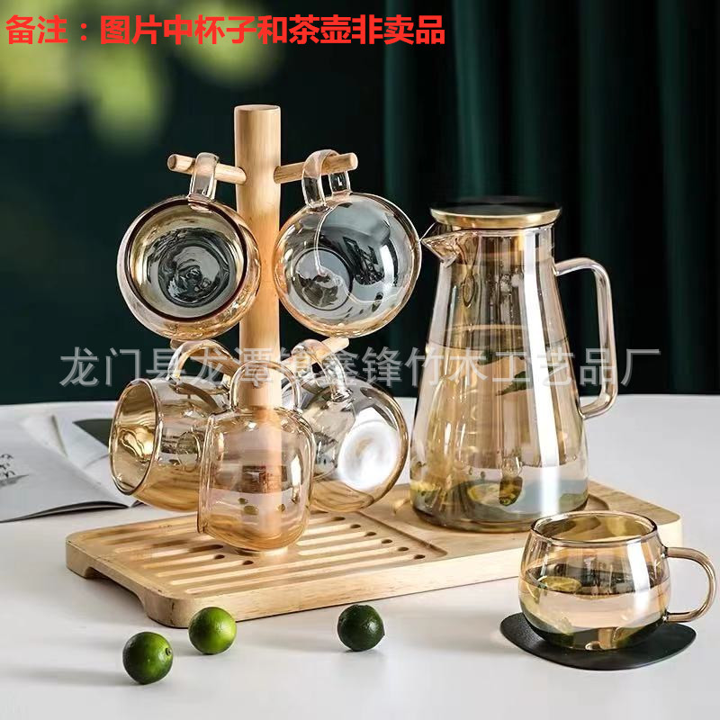 现货直供家用木杯架茶壶套装水具置物架木质咖啡杯架木质马克杯架