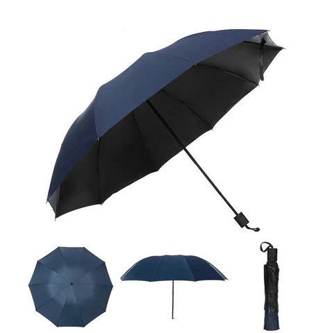 太阳伞三折叠手动男女雨伞十骨八骨防紫外线黑胶防晒加粗