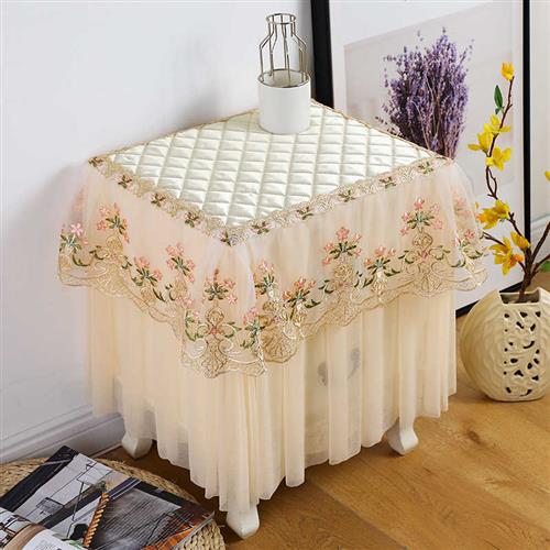 床头柜防尘罩套小方桌装饰布艺蕾丝盖布巾绣花蕾丝现代中式可定制