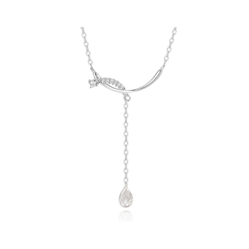 推荐珠宝s925项链女小众设计感轻奢闪钻几何弧线微笑锁骨链简约气