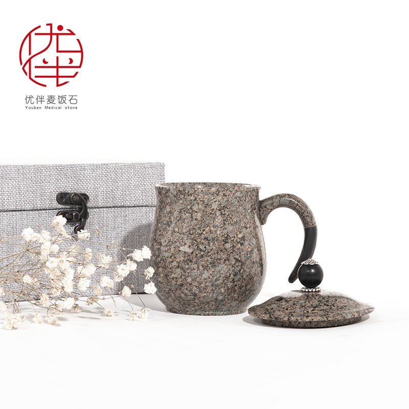 内蒙古中华麦饭石水杯特价带盖杯子保健礼品茶杯净化水质礼物专用
