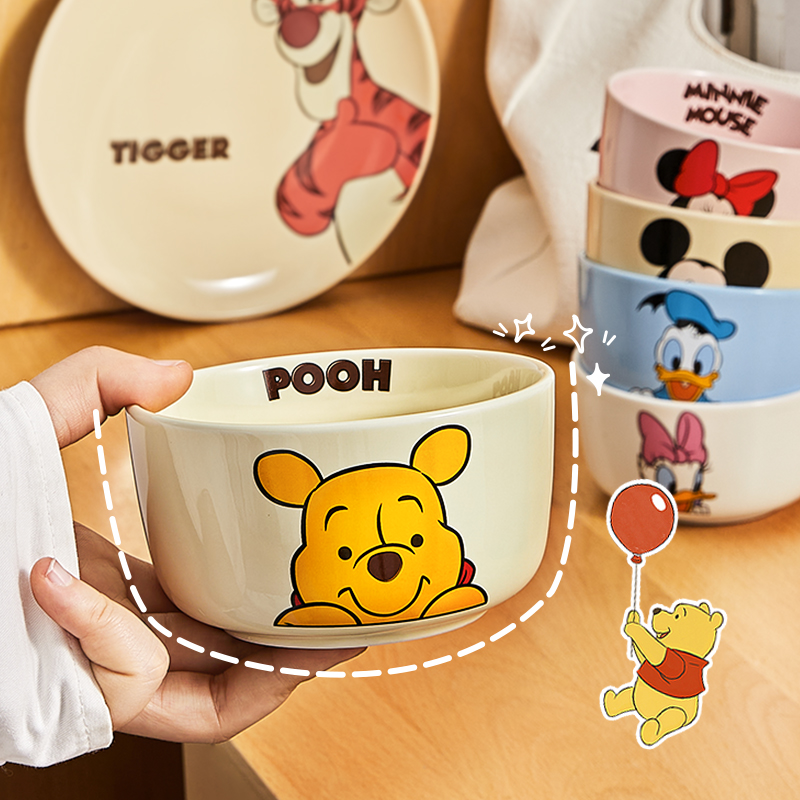 迪士尼餐具饭碗家用2024新款可爱儿童专用吃饭碗宝宝卡通陶瓷小碗