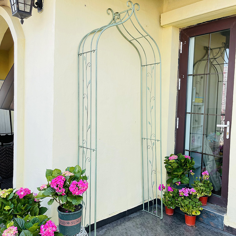 美式乡村复古铁艺拱门地面装饰花架阳台花园户外庭院植物攀爬藤架