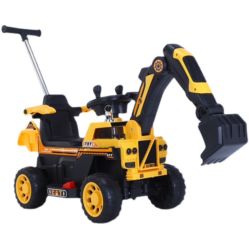 现货速发儿童挖掘机玩具车充电可坐人男孩超大号遥控推把电动挖土