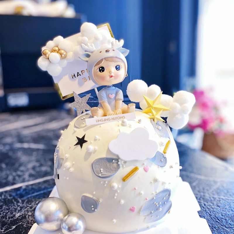 鹿宝宝天使烘焙蛋糕装饰摆件一路相伴麋鹿儿童创意甜品台装扮