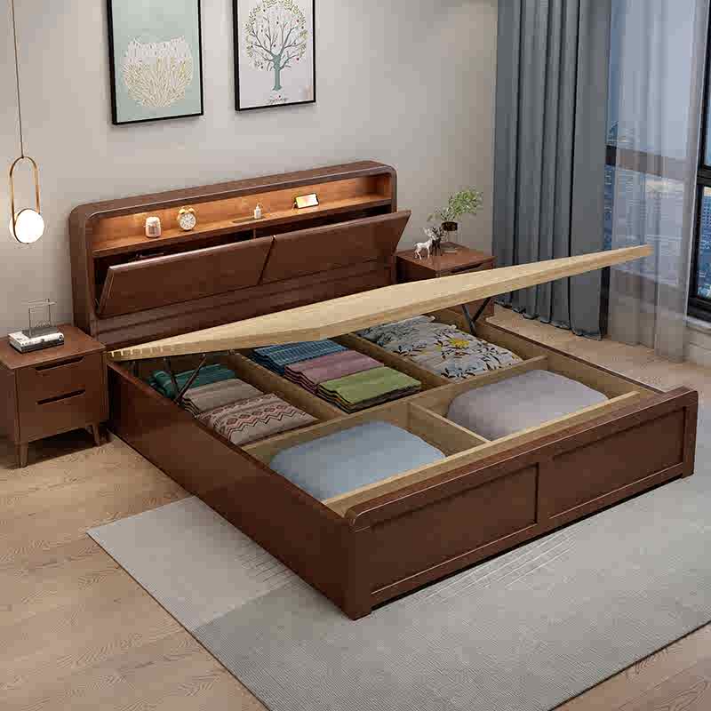 全实木老人儿童床1.2米单人床1.35小户型1.5米1.8高箱储物收纳床