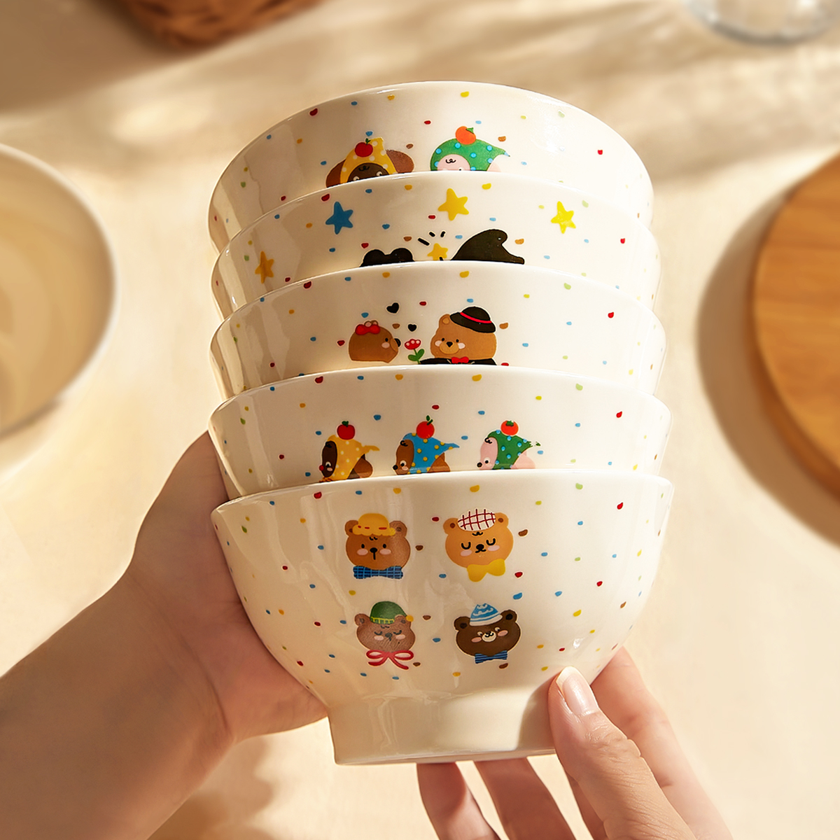 可爱陶瓷儿童碗家用2024新款米饭碗个人专用餐具特别好看的情侣碗