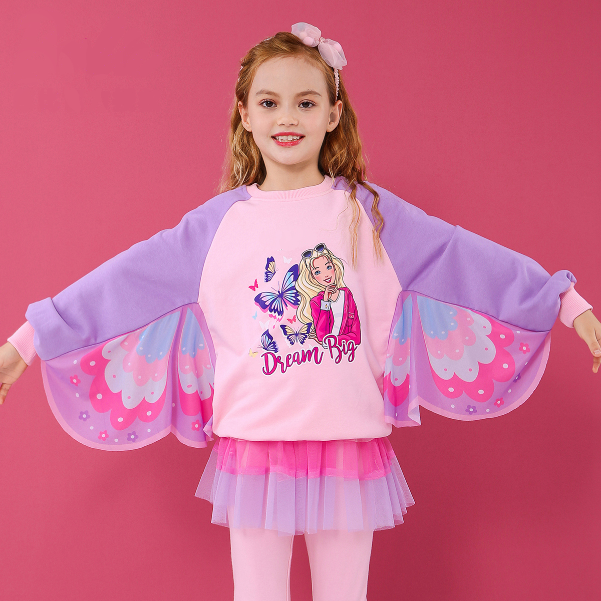 女童卫衣2024春装新款洋气时髦炸街潮服可爱蝴蝶儿童翅膀上衣童装