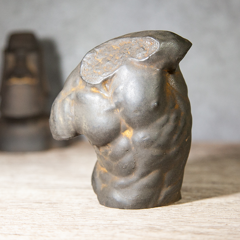 古希腊男性躯干欧式艺术桌面装饰人物小摆件仿铸铁雕塑手工装饰品