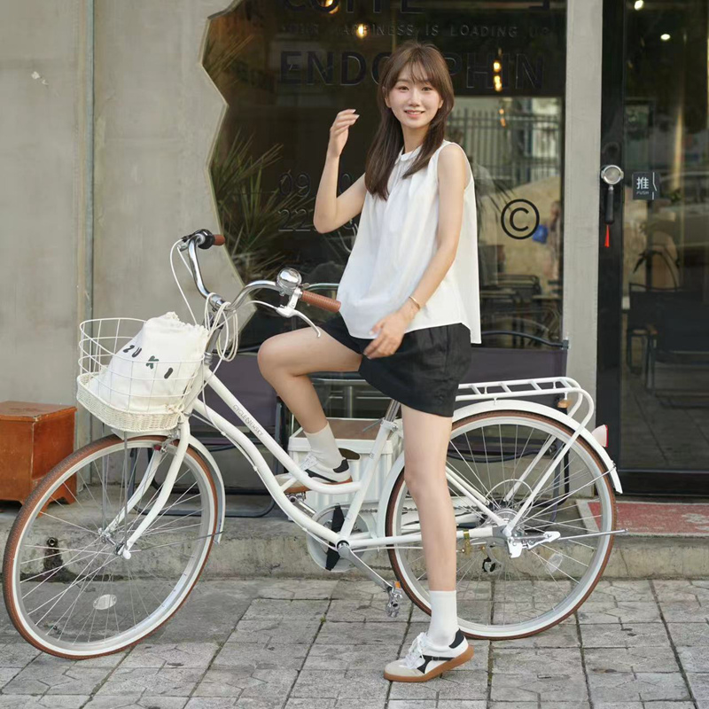 纽斯加复古女士自行车高颜值24寸26寸女款女性通勤代步买菜单车