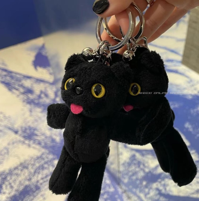 韩国ins很火的jennie同款可爱黑猫玩偶娃娃钥匙扣链挂件玩偶挂饰