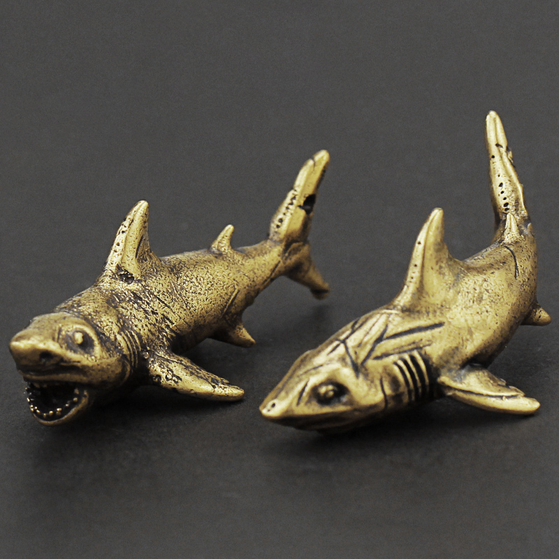黄铜制挂件汽车钥匙圈环手工创意鲨鱼吊坠男女饰品个性做旧工艺