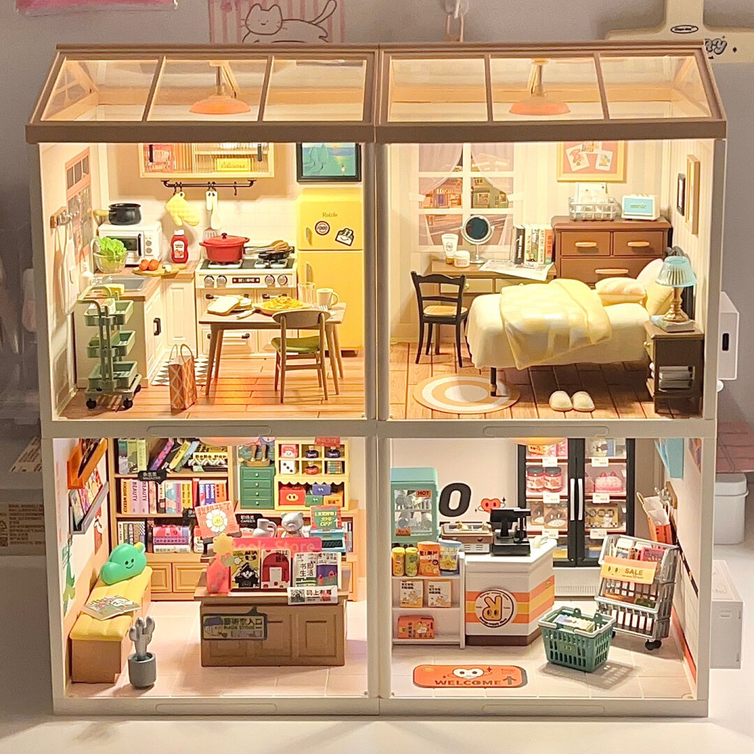 若来超级世界商店宅家c咖啡diy微缩小屋创意拼装女孩玩具