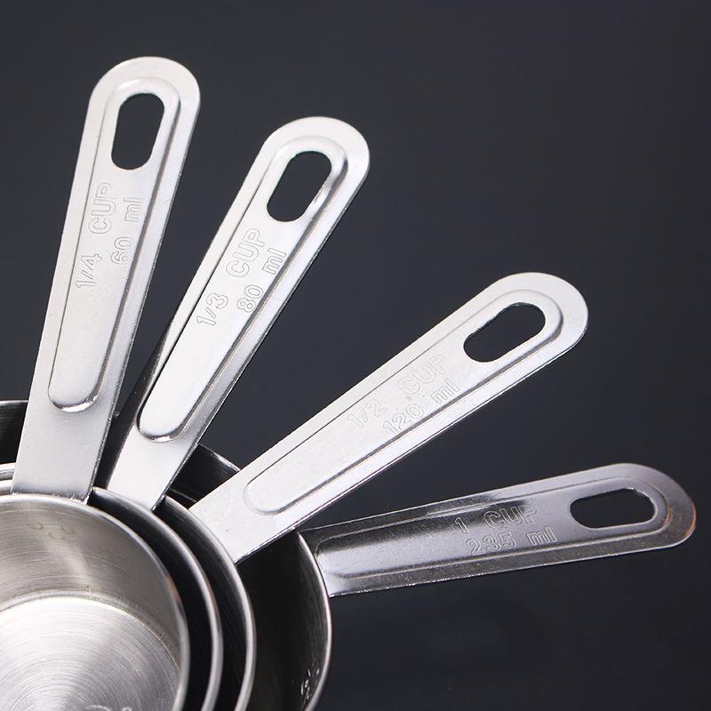 不锈钢量勺4件套装烘焙容量厨房烘培量匙家用咖啡奶粉称刻度量杯