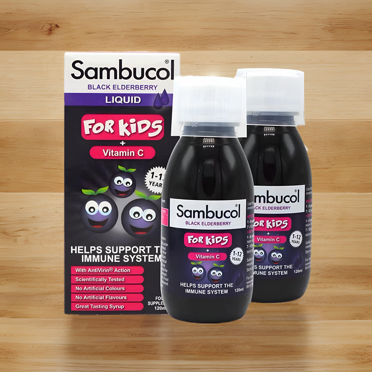 26年4月英国Sambucol儿童天然黑接骨木糖浆小黑果帮助抵抗力120ml