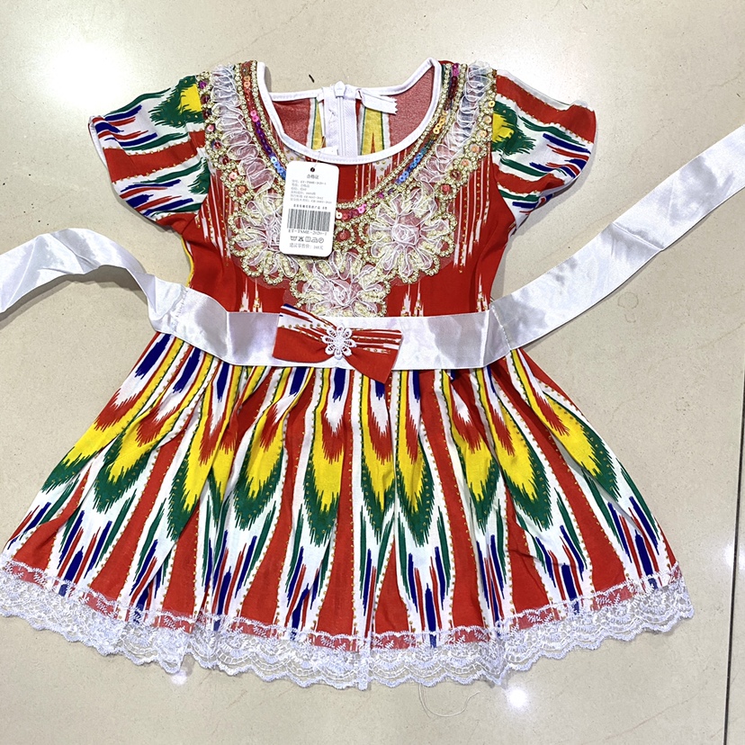 新疆儿童连衣裙子夏季新款女童舞蹈衣服维吾尔族娃娃服装连衣裙子