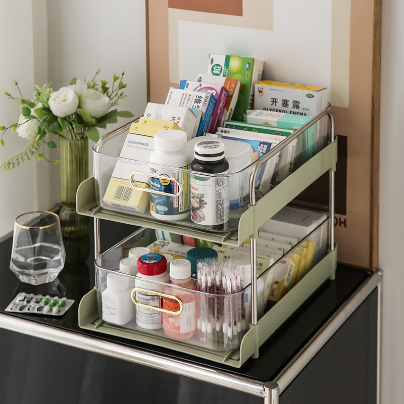柜子收纳盒橱柜整理盒厨房置物架桌面抽屉式保健品药品药物收纳架