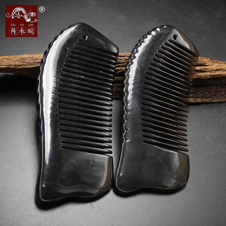 角木蛟品牌厂家天然黑水牛角小梳子精品按摩保健美发梳子