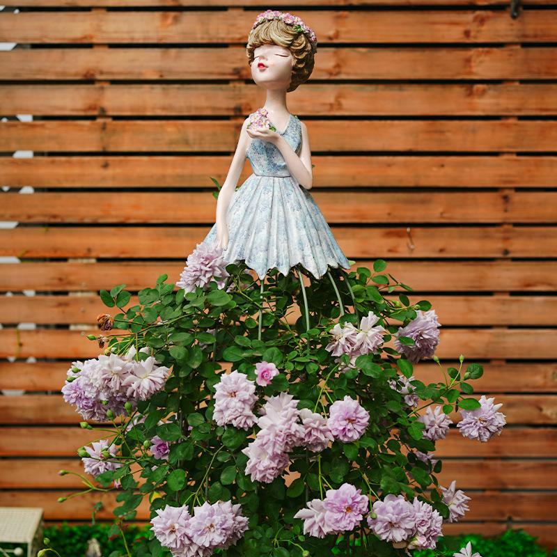 欧式新款铁艺装饰摆件 可爱娃娃植物铁线莲爬藤小花架 园艺杂货