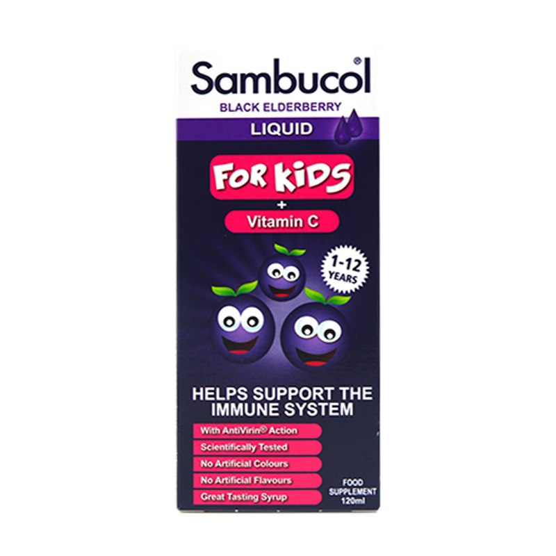 25年8月Sambucol儿童黑接骨木小黑果糖浆1-12岁120ml帮助免疫力