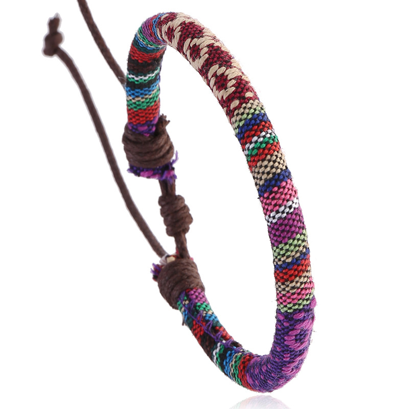 波西米亚民族风编织手链女简约百搭尼泊尔彩色手绳首饰礼品促销