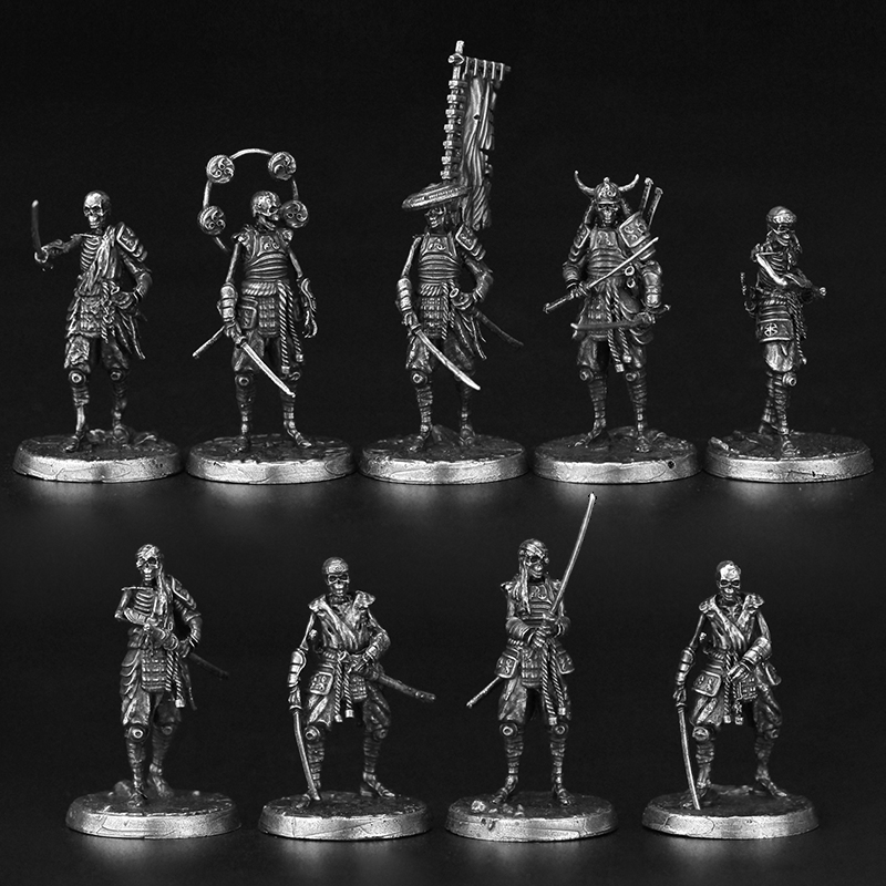 金属古代骷髅鬼武士兵人模型桌面游戏摆件手办玩具礼物男棋子
