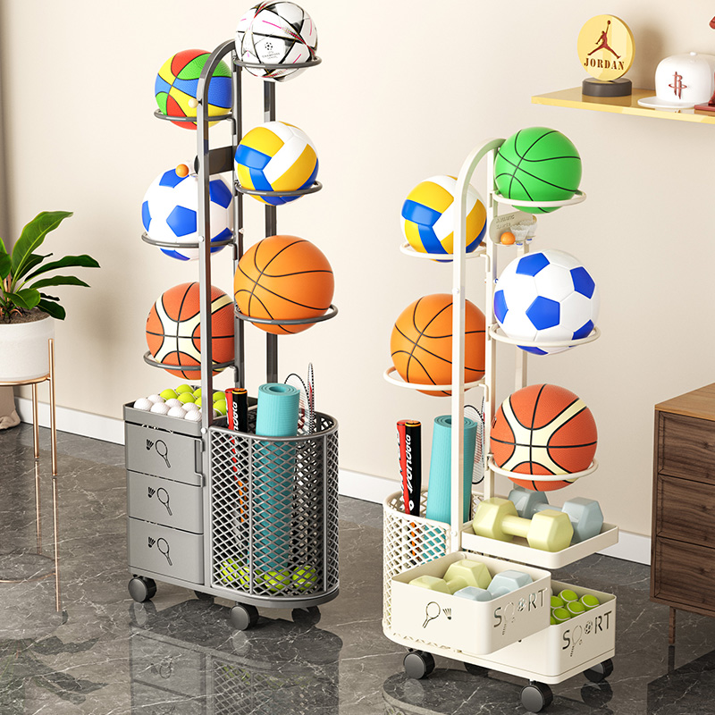 新疆包邮区篮球收纳架落地置物架家用客厅玩具可移动运动器材瑜伽