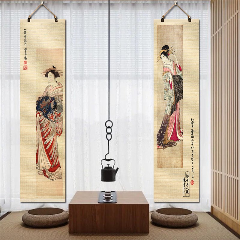 日式装饰画日本和风浮世绘挂画酒吧日料店客厅纹身店壁画卷轴挂画