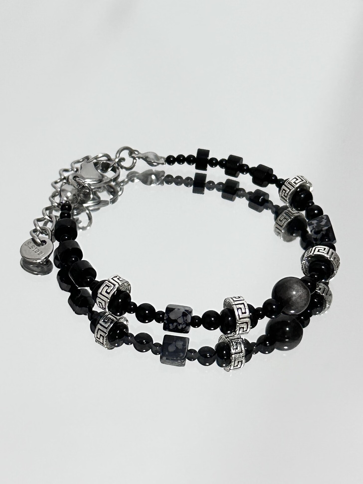 Yelu「玄冥」原创设计新中式复古玛瑙天然石黑色细手链项链男女