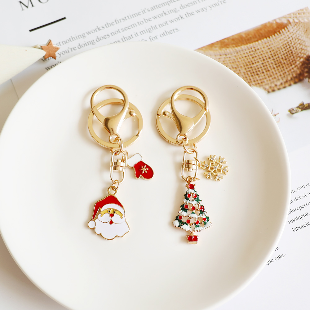 小雍家原创设计圣诞钥匙扣圣诞树老人手套雪花包包挂件合金配饰品