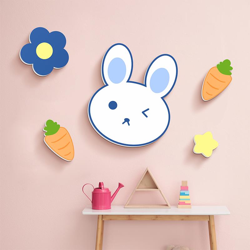 儿童房墙壁布置室装饰墙遮丑卧门立墙贴墙上屋体顶贴面兔兔兔兔纸