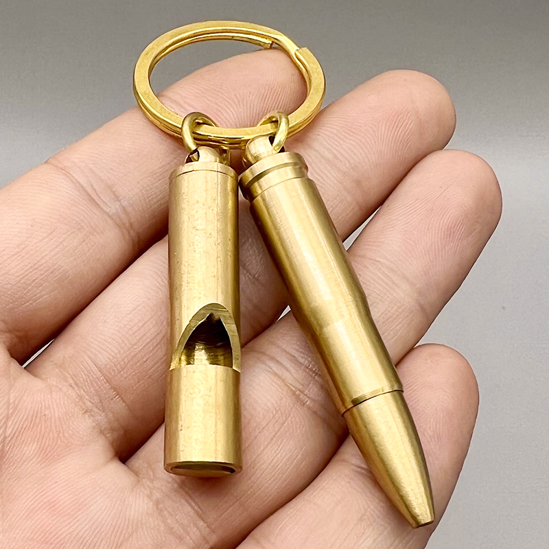 子弹钥匙扣纯黄铜随身携带迷你书写笔汽车钥匙链男女士挂件小礼物