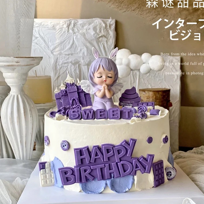 卡通小翅膀天使烘焙蛋糕装饰摆件网红城堡公主女神生日蛋糕装饰