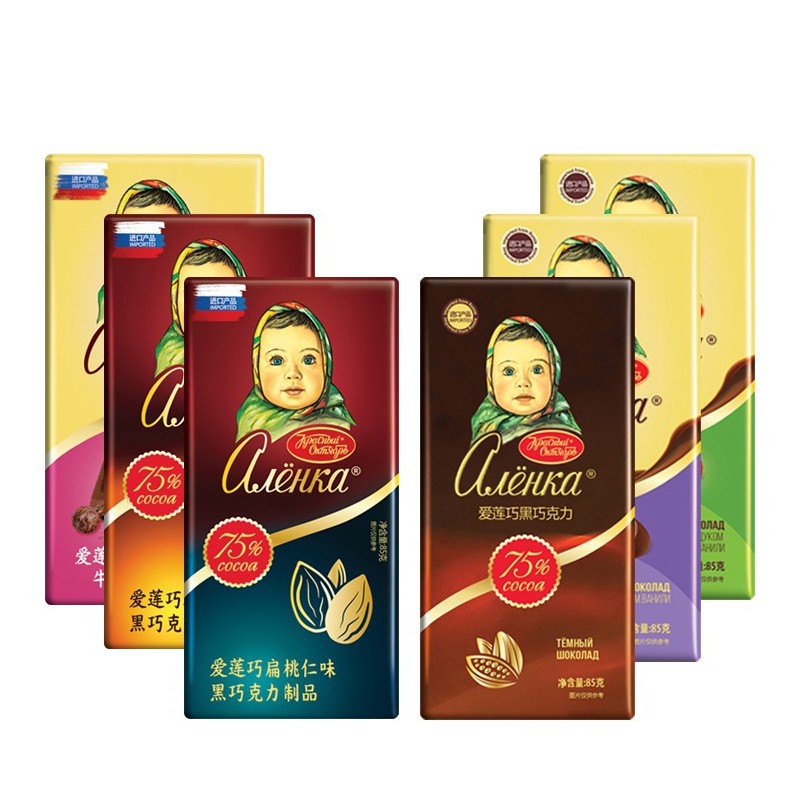 特价俄罗斯爱莲巧巧克力Alenka大头娃娃进口可可脂零食排块巧克力