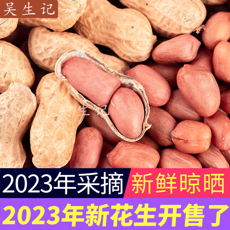 2023农家自种带壳生花生新鲜晒干高产种子薄壳原味粉红皮花生米