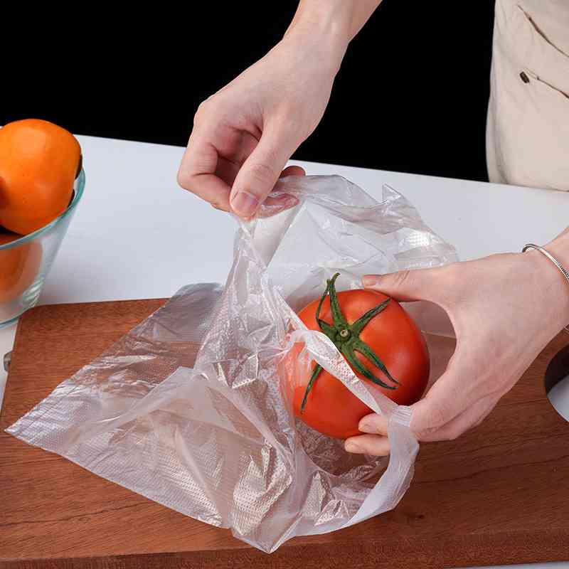 加厚一次性保鲜袋家用超市食品打包背心袋大号点断式塑料连卷袋