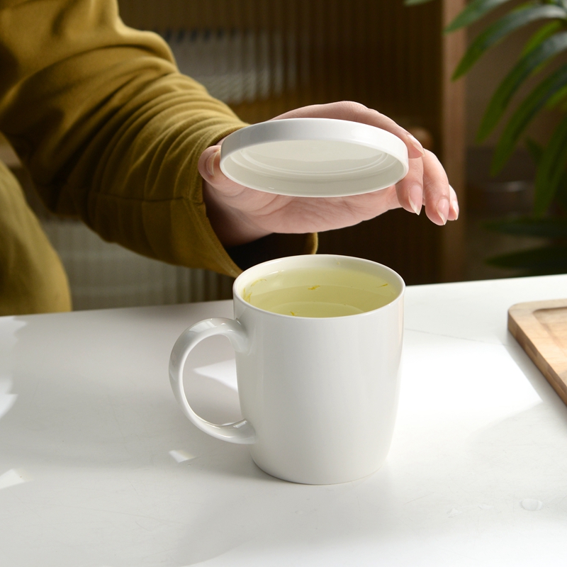 骨瓷月光盖杯情侣咖啡陶瓷杯带盖杯子创意水杯马克杯茶杯logo定制