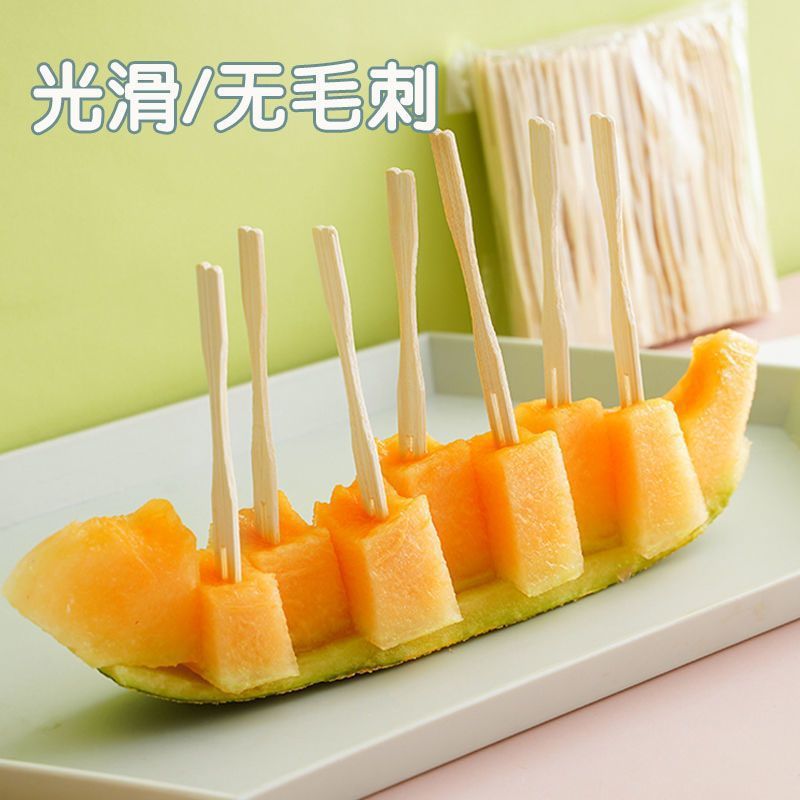 一次性水果叉套装家用水果签创意透明竹节叉蛋糕甜品点心两节叉子