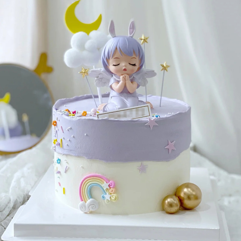 网红安妮天使烘焙蛋糕装饰摆件宝贝可爱萌系女孩儿童生日公主插件