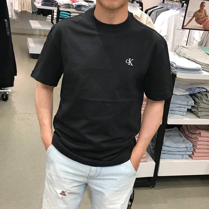 北美CK Jeans夏季新款男士时尚OS宽松重磅纯棉圆领短袖T恤上衣