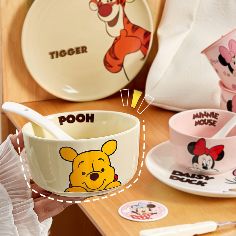 迪士尼餐儿童餐具米饭碗家用吃饭碗个人专用可爱宝宝卡通陶瓷小碗