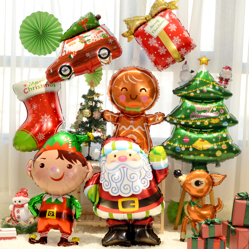 圣诞节平安夜卡通铝膜气球幼儿园店铺活动派对氛围布置装饰小礼品