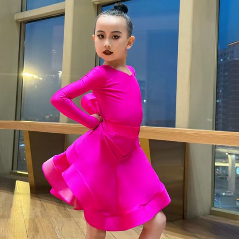 高级感拉丁舞比赛服女儿童标准比赛规定服专业少儿表演舞蹈裙套装