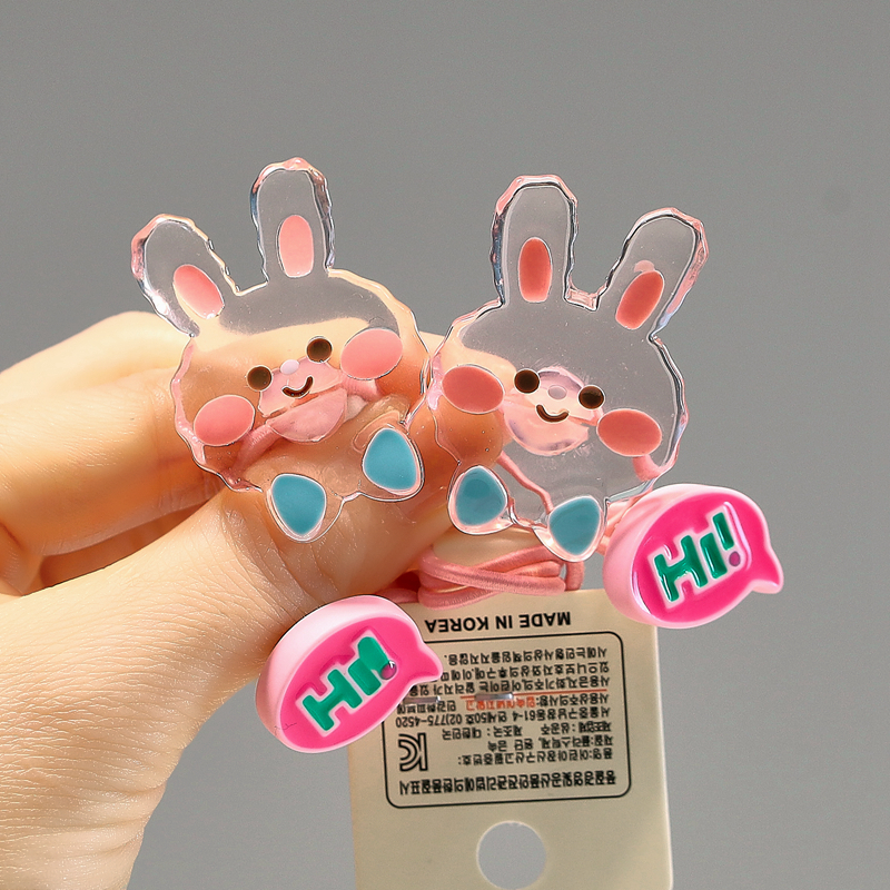 韩版可爱卡通透明兔子女童发绳幼儿园宝宝扎辫子绕绕皮筋不伤发